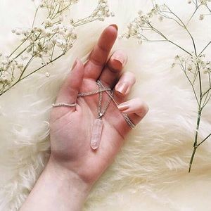 Rose Quartz Crystal Gemstone Point Necklace
